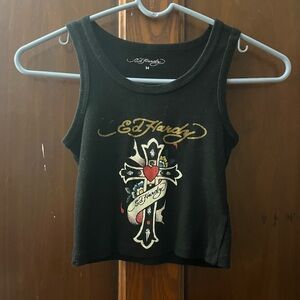 Cropped Ed Hardy graphic tank top